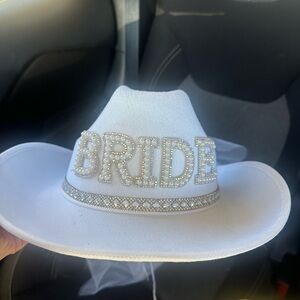 White Bridal Cowboy Hat with Rhinestones